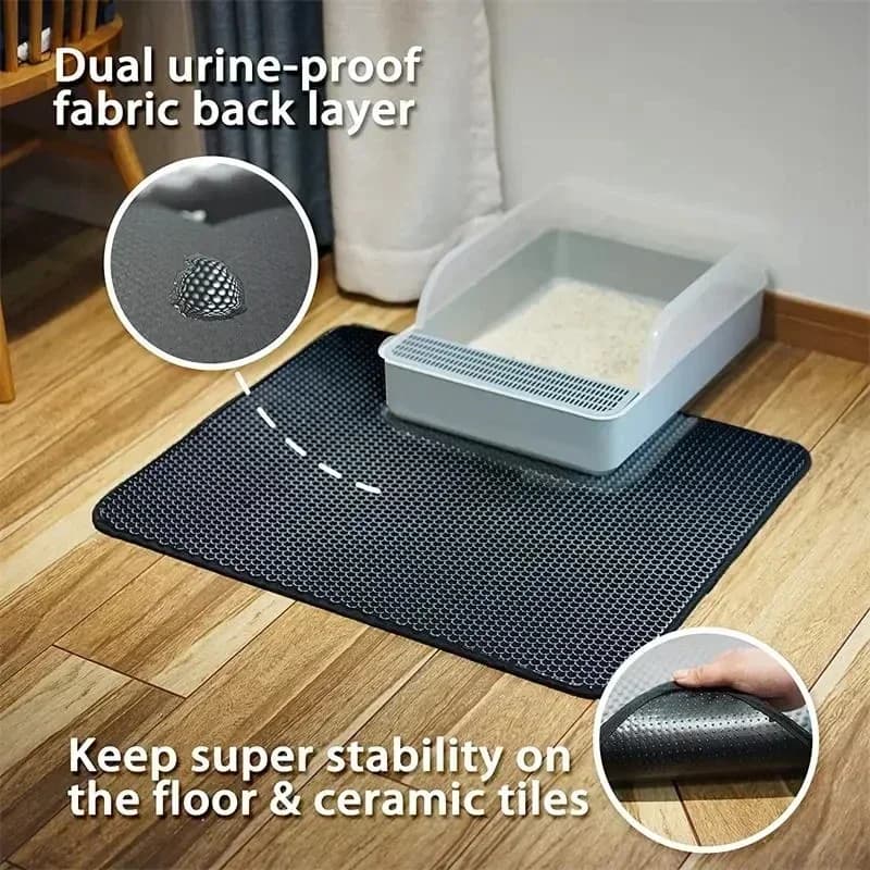 Double Layer EVA Cat Litter Mat Anti Slip Easy Clean Litter Trapping Pad Durable Comfort Indoor Cat Waste Control Pet Supplies