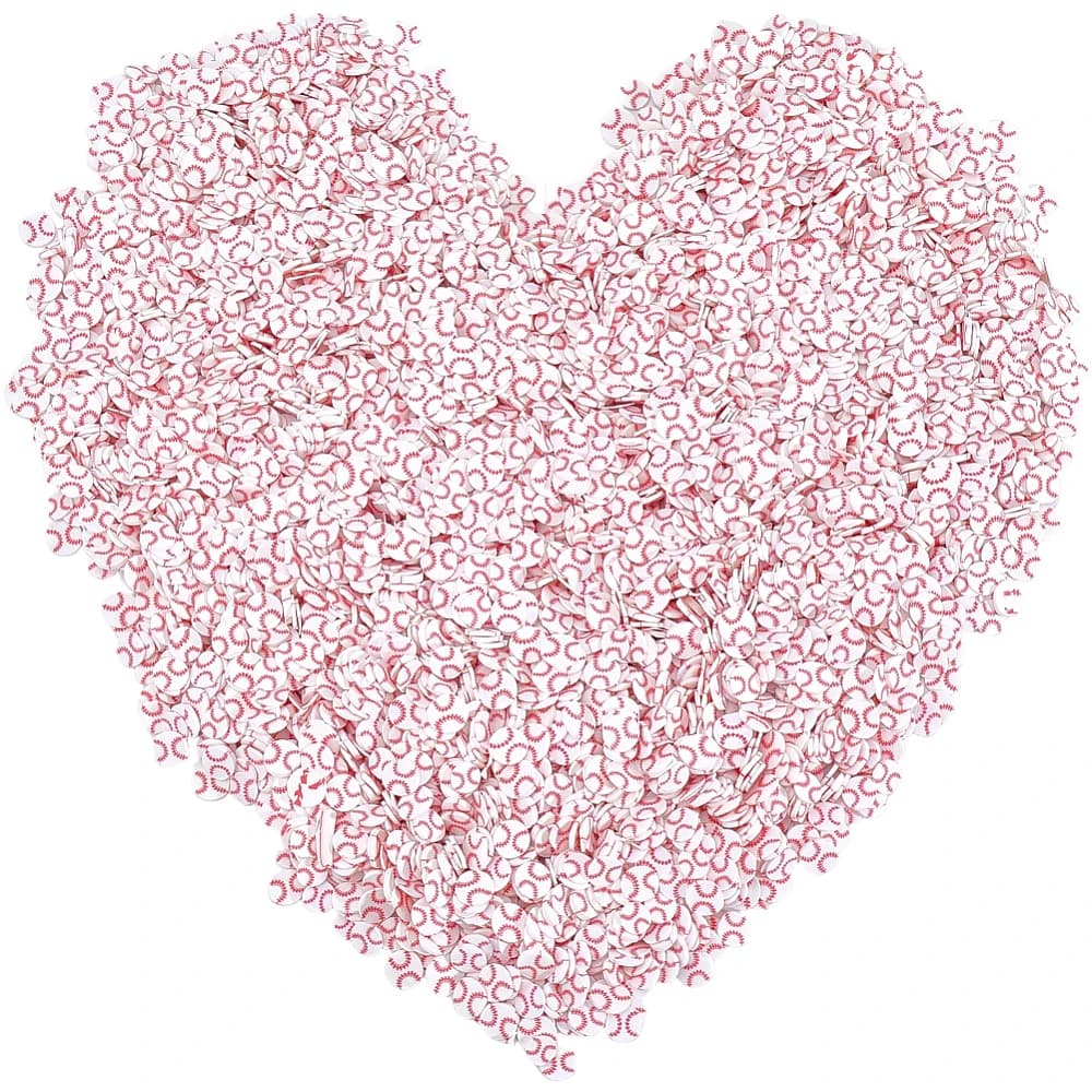 100G Polymer Clay Slices Baseball Cabochons 6mm Mini Handmade Clay Baseballs Tiny Sport Ball Pieces White Sports Confetti