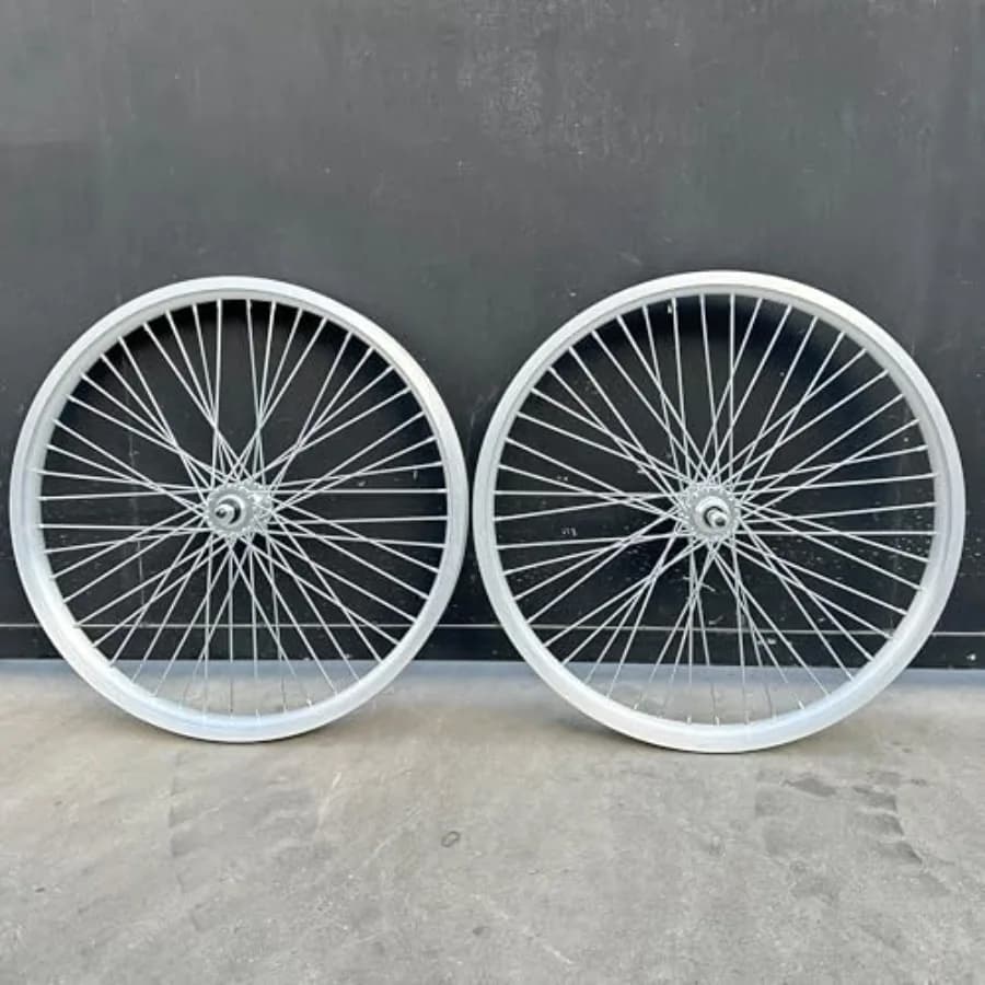 Set di ruote per bicicletta Heavy Duty da 26 pollici x 1,85 pollici, set di ruote a 48 raggi calibro 12, cerchi in lega di alluminio a doppia parete (anteriore e posteriore) con freno a disco