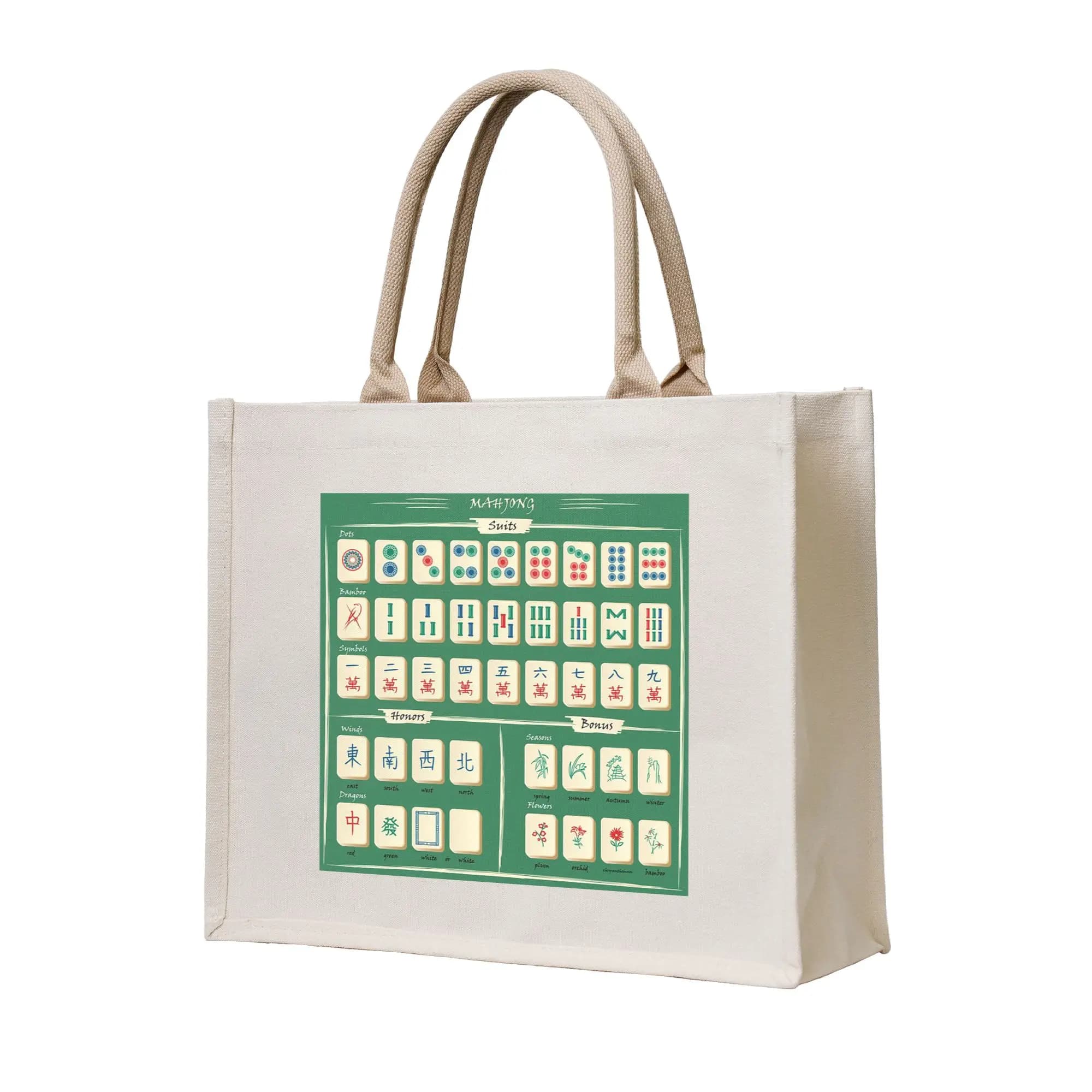 Borse per la spesa con motivo Mahjong Tile, borsa tote in tela riutilizzabile per donna, borsa a tracolla da viaggio