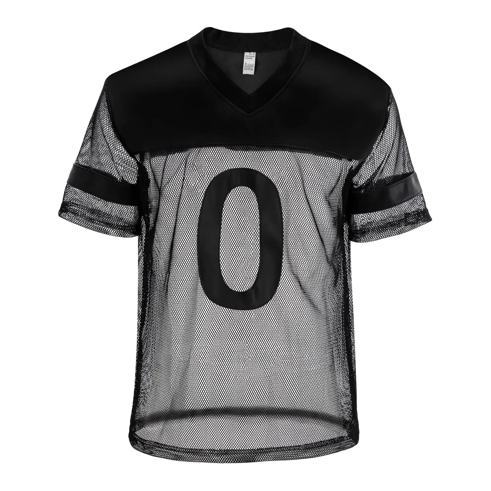 PU Sexy T-shirt a rete Uomo Top Tee Uomo Ecopelle Maglia trasparente Clubwear Vedere attraverso manica corta Numero 1 0 7