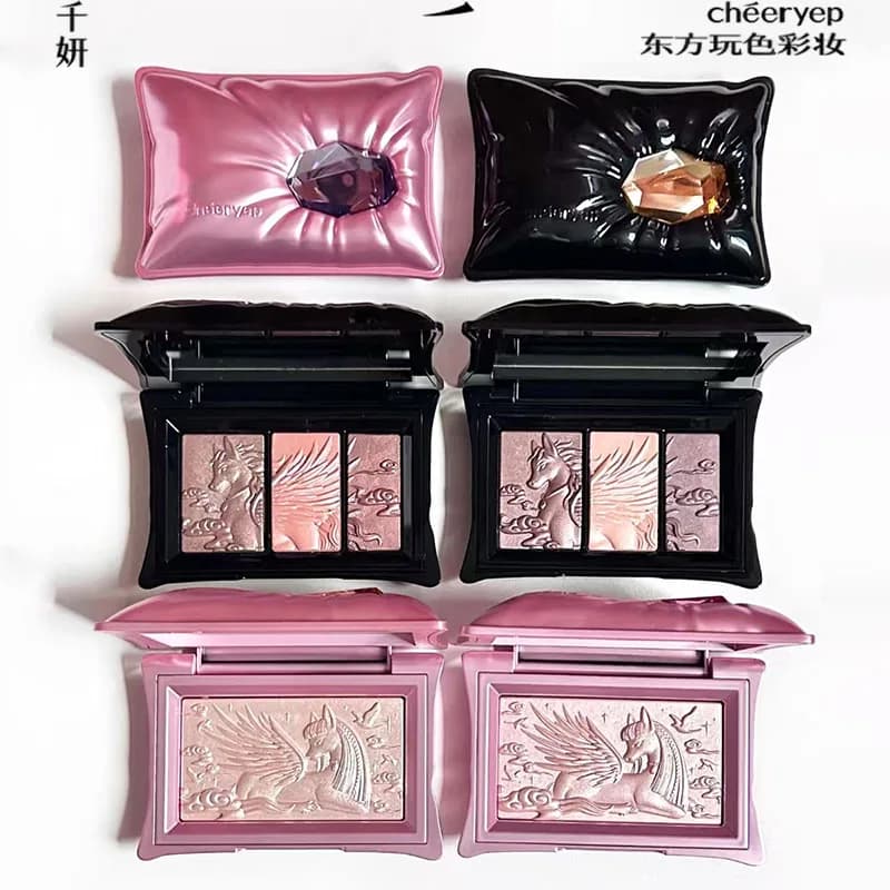 Palette Ombretti Satinati Qianyan 3 Colori Glitterati Effetto Lucido Naturale Lunga Durata Fine Brillantezza Trucco Occhi