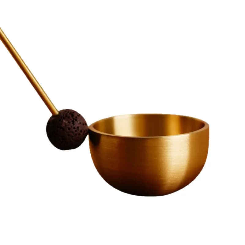 Brass Mini Singing Bowl Incense Burner Holder Zen Aroma Combustor Volcanic Rock Essential Oil Diffuser Meditation Desk Decor