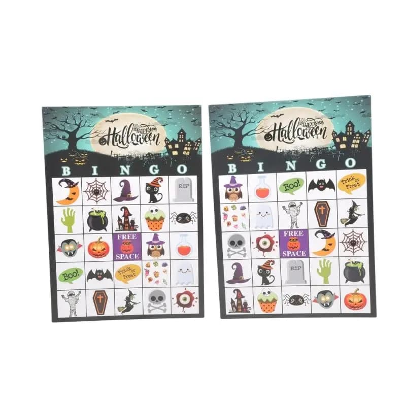 U13F Full Set Halloween Bingo Cards For 24 Participants Reusable Game Supplies Pumpkin Specter Illustrations