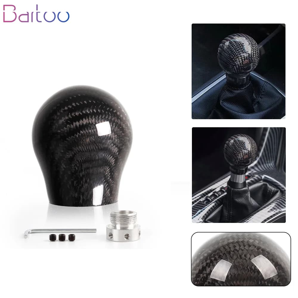 New Arrived Carbon Fiber Gear Shift Knob Manual Transmission Gear Stick Head Shifter Lever Handle With Limiter Adapter SFN135