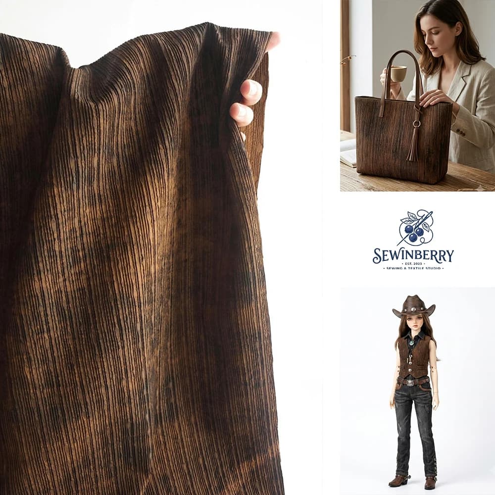 Brown Distressed Grain Jacquard Polyester Fabric Vintage Stripe Coat Material 50x140cm For Fat Quarter Patchwork DIY Sewing