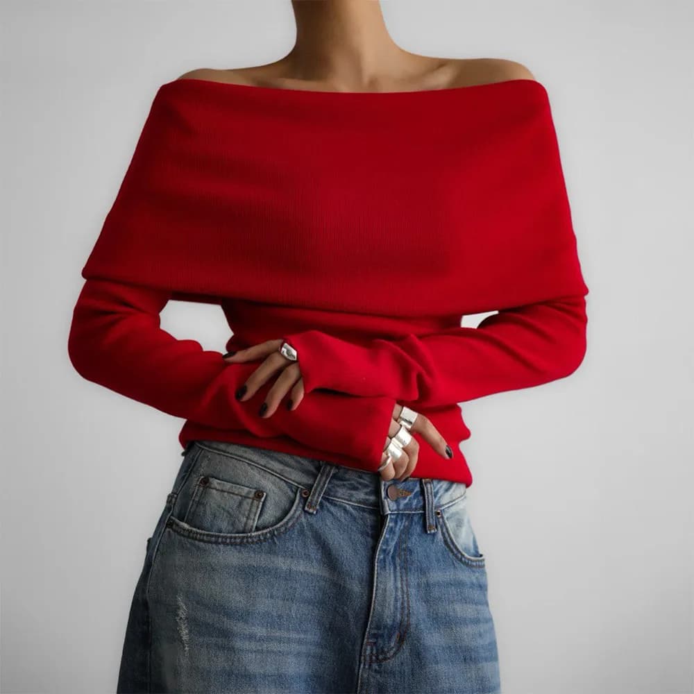 Pullovers Women Sweaters Off Shoulder Full Sleeve Vintage Jumpers Y2k Streetwear Elegant Splice Knit Casual Autumn Winter 2026