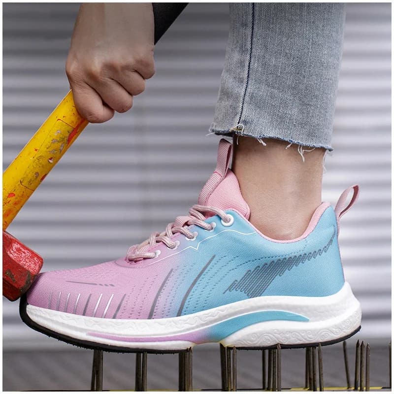 Scarpe da lavoro traspiranti con puntale in acciaio per donna, stivali di sicurezza estivi in rete, sneakers antinfortunistiche da lavoro, calzature di sicurezza