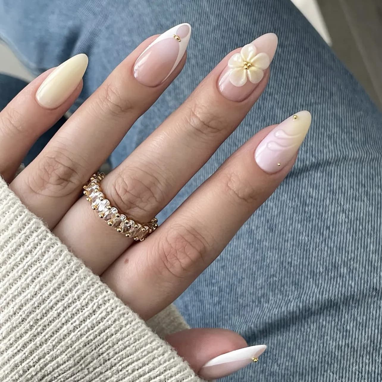 Wearing Nail Pieces Water Drop Nail Sweet ins Wind Colored Flowers Removable Nail Art False Nails