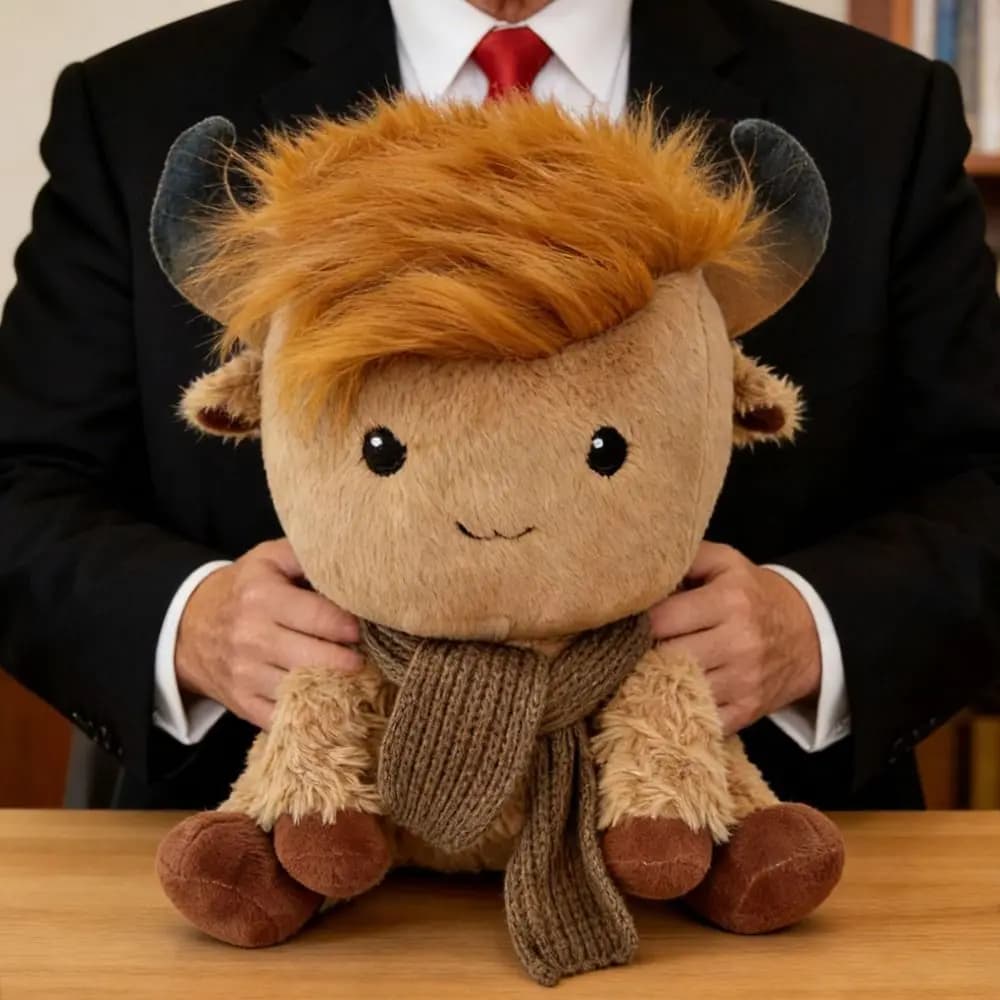 Cow Knitted Scarf Scottish Highland Cow Soft Stuffed Removable Scarf Cow Fluffy Cute Fluffy Cow Stuffed Animal Children