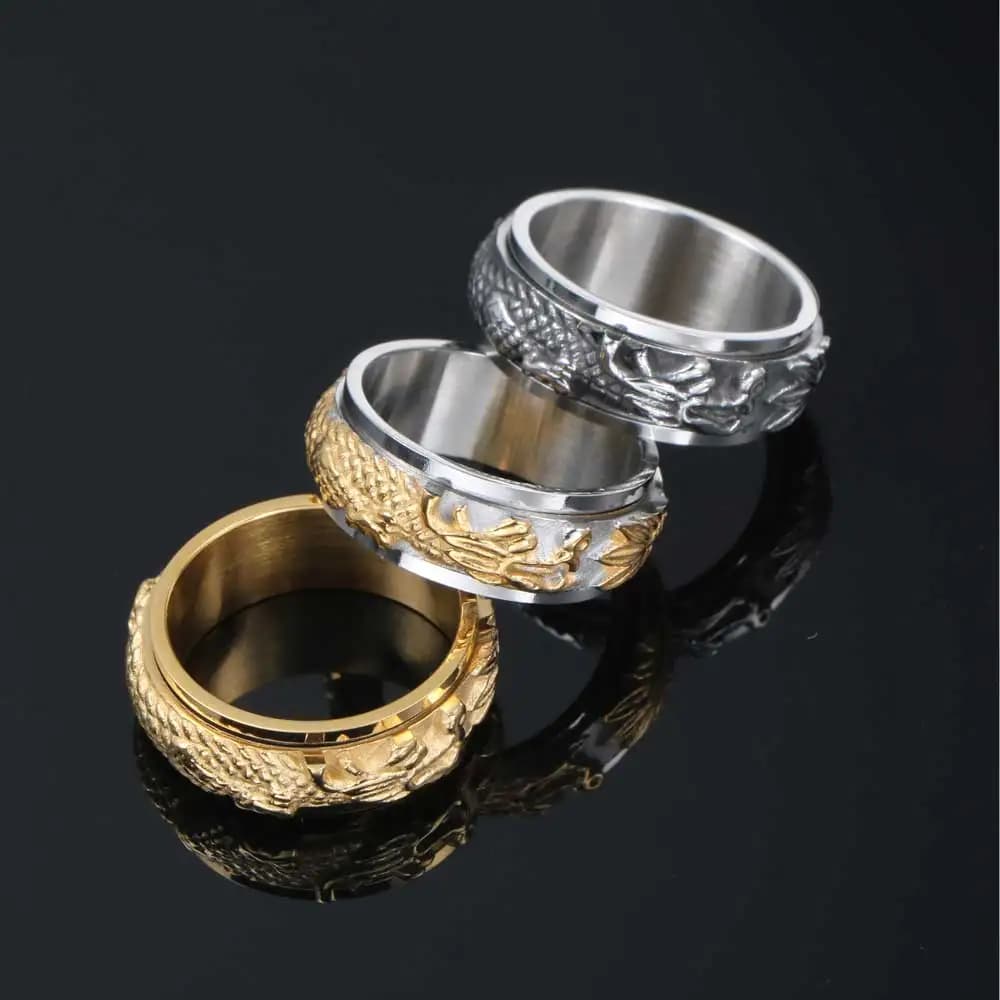 1Pcs European and American Style Punk Men's Jewelry Cupid's Arrow Trendy Retro Fashion Rotatable Ring
