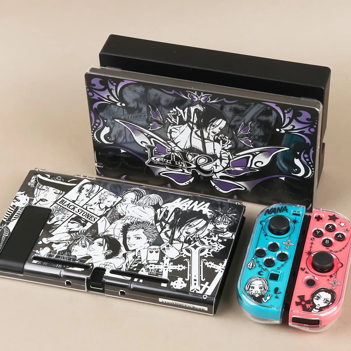 Custodia protettiva trasparente NANA compatibile con Nintendo Switch o Switch OLED - Guscio rigido rimovibile con stile anime