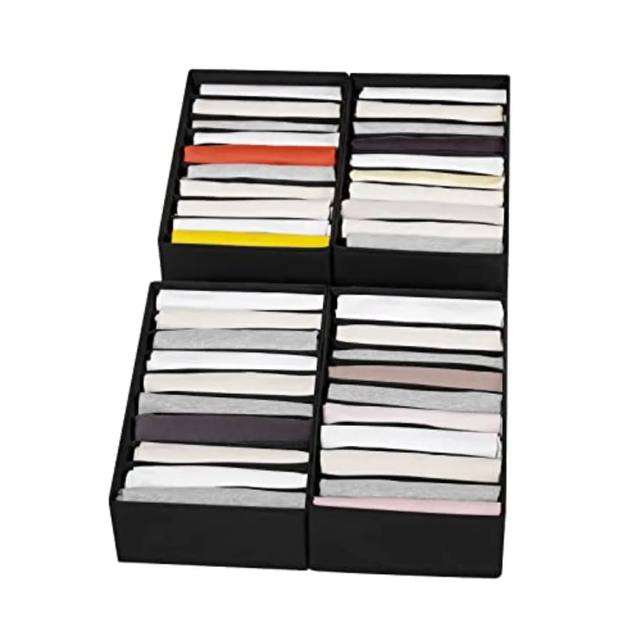 Set di 4 Organizzatori per Cassetti di T-shirt, Scatola Portaoggetti con 10 Scomparti, Organizzatore Lavabile per Armadio