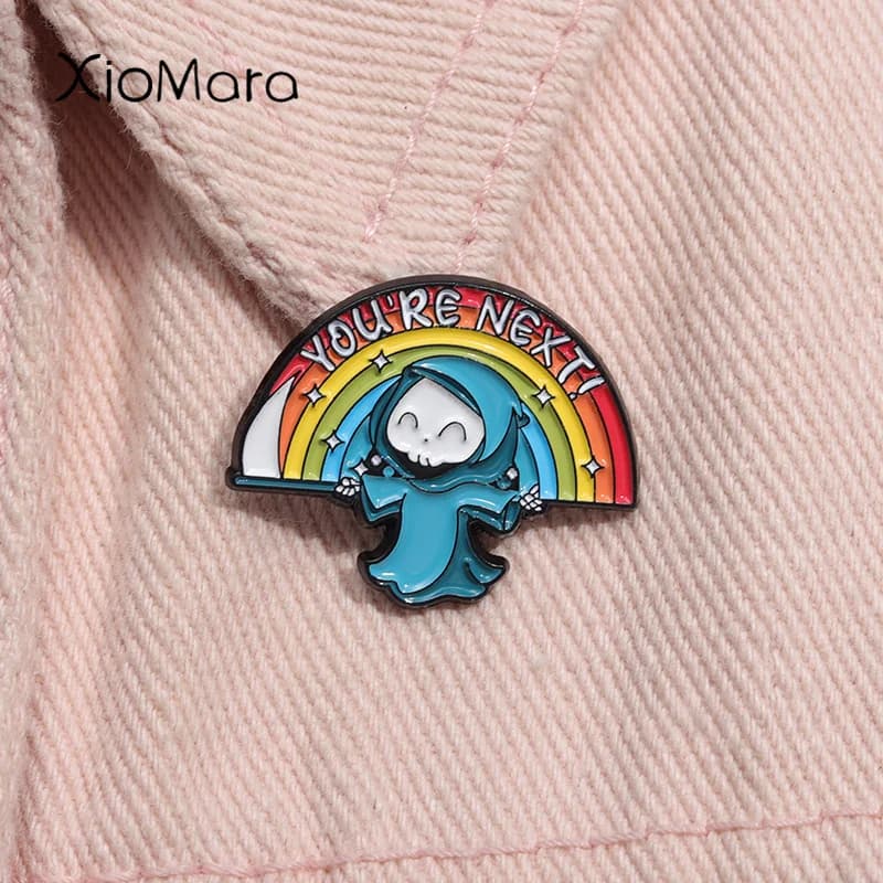 Sei il prossimo Halloween Grim Reaper spille smaltate divertenti spille in metallo divertenti risvolto zaino distintivo Festival gioielli regali