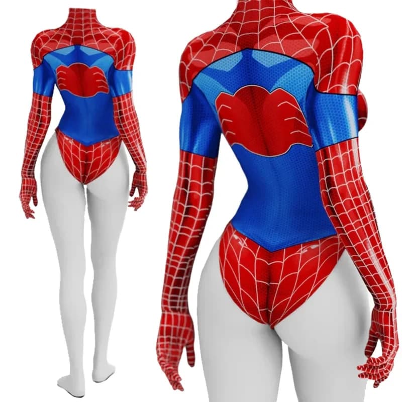 ▶❤MJ Spider Woman Cosplay Costume Superhero 3D Printed Spandex Bodysuit Female Swim Bathing Suits Zentai Bikini Halloween Cost❤◀