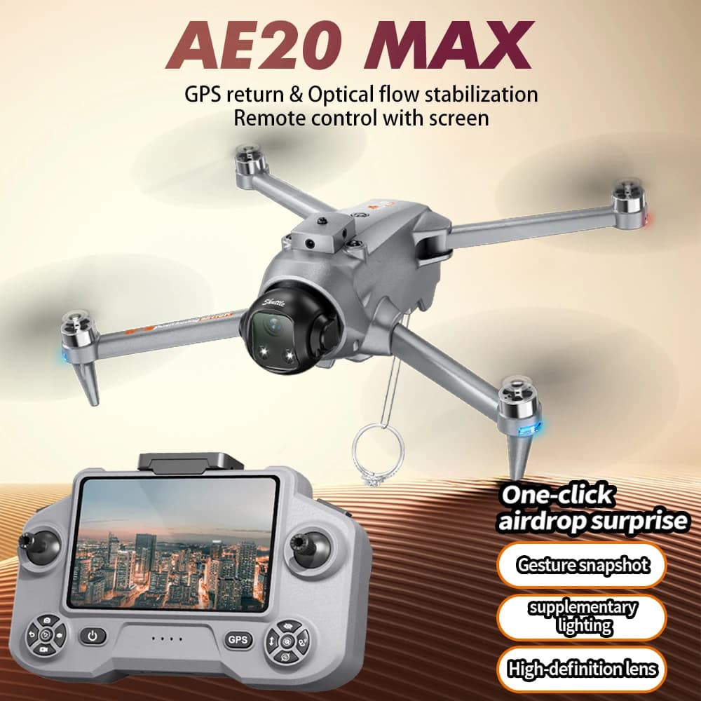 2026 AE20 GPS Drone Professinal 4K HD Camera 5G WIFI Large Screen Remote Aircraft 22min Flight Foldable Brushless RC Quadcopter