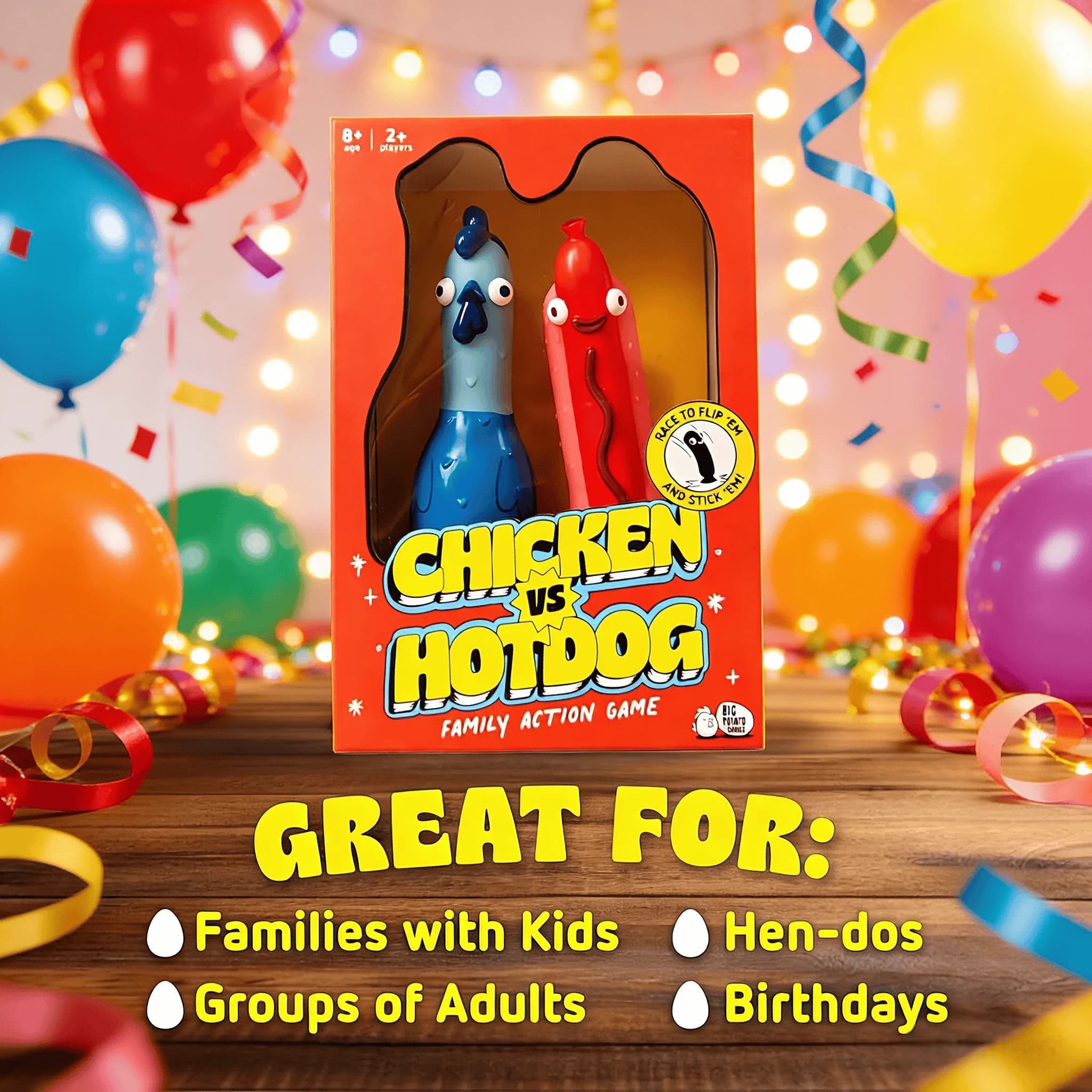 Gioco da Tavolo Fast Strategy Chicken vs Hotdog, Set di Gioco Interattivo a Tema Cartoni Animati, Giocattolo Educativo Fai-da-Te per Famiglia e Bambini, Divertente Gioco Interattivo