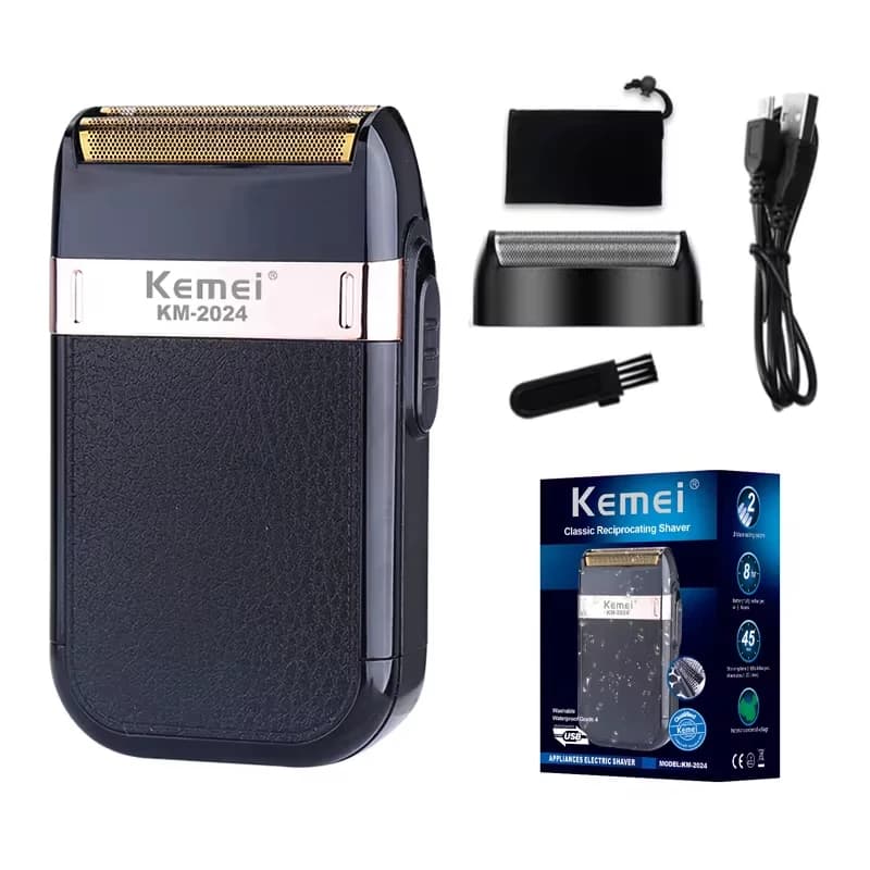 Kemei Electric Razor For Men Fashion Suede Men's Suede Waterproof Rechargeable Professional Barba Trimmer Razor KM-2024