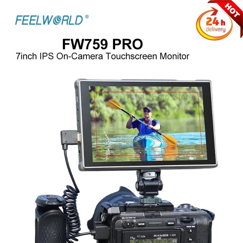 FEELWORLD FW759 PRO Monitor Camera Video 7 Inch 1280x800 IPS Touch Screen 4K HDMI Compatible with Peaking Focus HD LCD Function