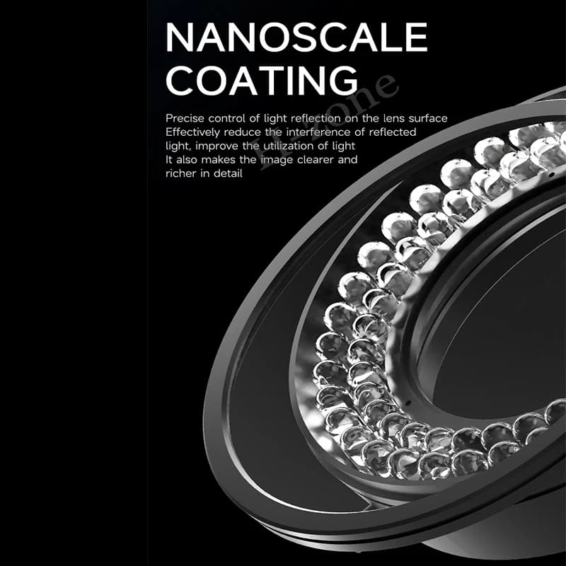 Anello luminoso polarizzato per microscopio meccanico LS720+ 48 mm, illuminatore antiriflesso per microscopi stereo con eliminazione di riflessione