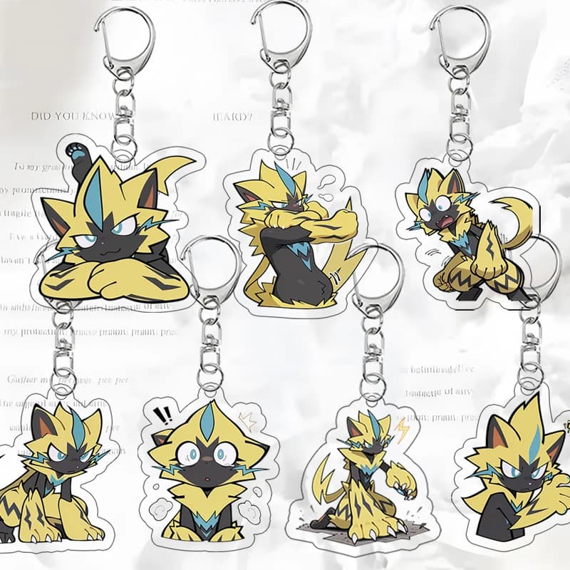 Zeraora Acrylic Keychain Q Version Meme Bag Accessories Decor Anime Cartoon Keyring Student Handiness Pendant Festival Gift