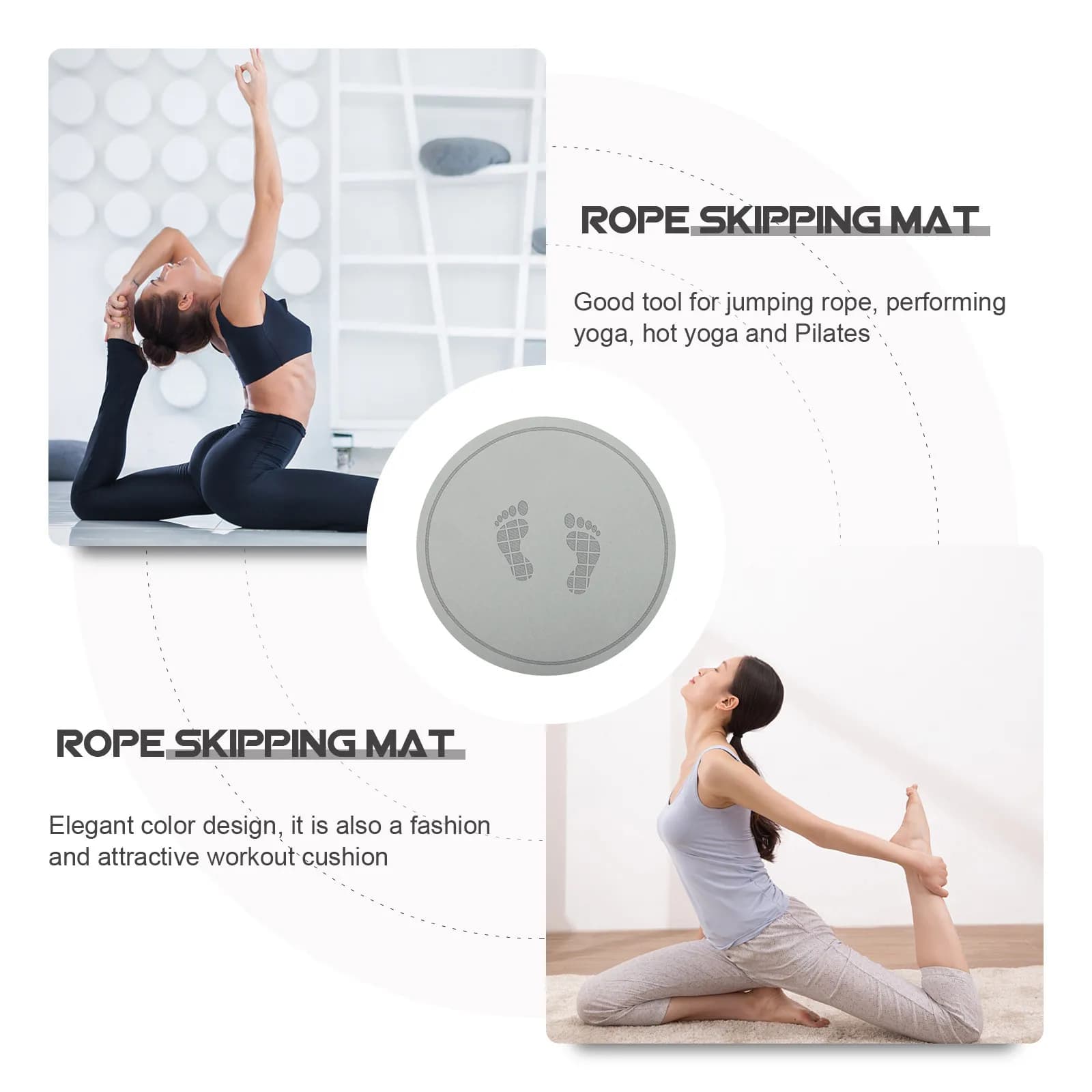Tappetino Portatile per Saltare con Corda, Superficie Liscia, Multifunzione, Insonorizzato, per Esercizi a Casa, Palestra, Yoga, Fitness, Allenamento Silenzioso