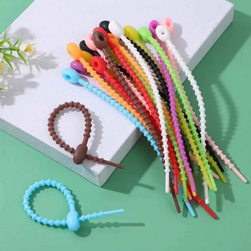 vvocci 10Pcs/Lot Multi Color Silicone Reusable Bag Ties Twist Wire Fasten Cable Zip Tie Headset Data Line Universal Accessories