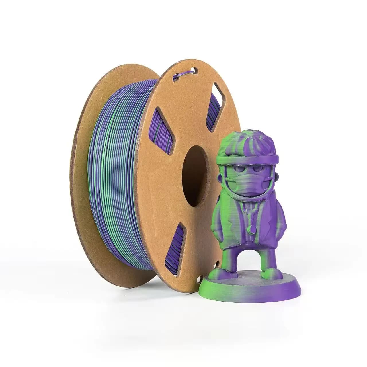 Filamento PLA Opaco per Stampante 3D - Filamento Bicolore Verde Viola, Finitura Liscia con Cambio Colore per Stampa 3D 1.75mm, 1KG