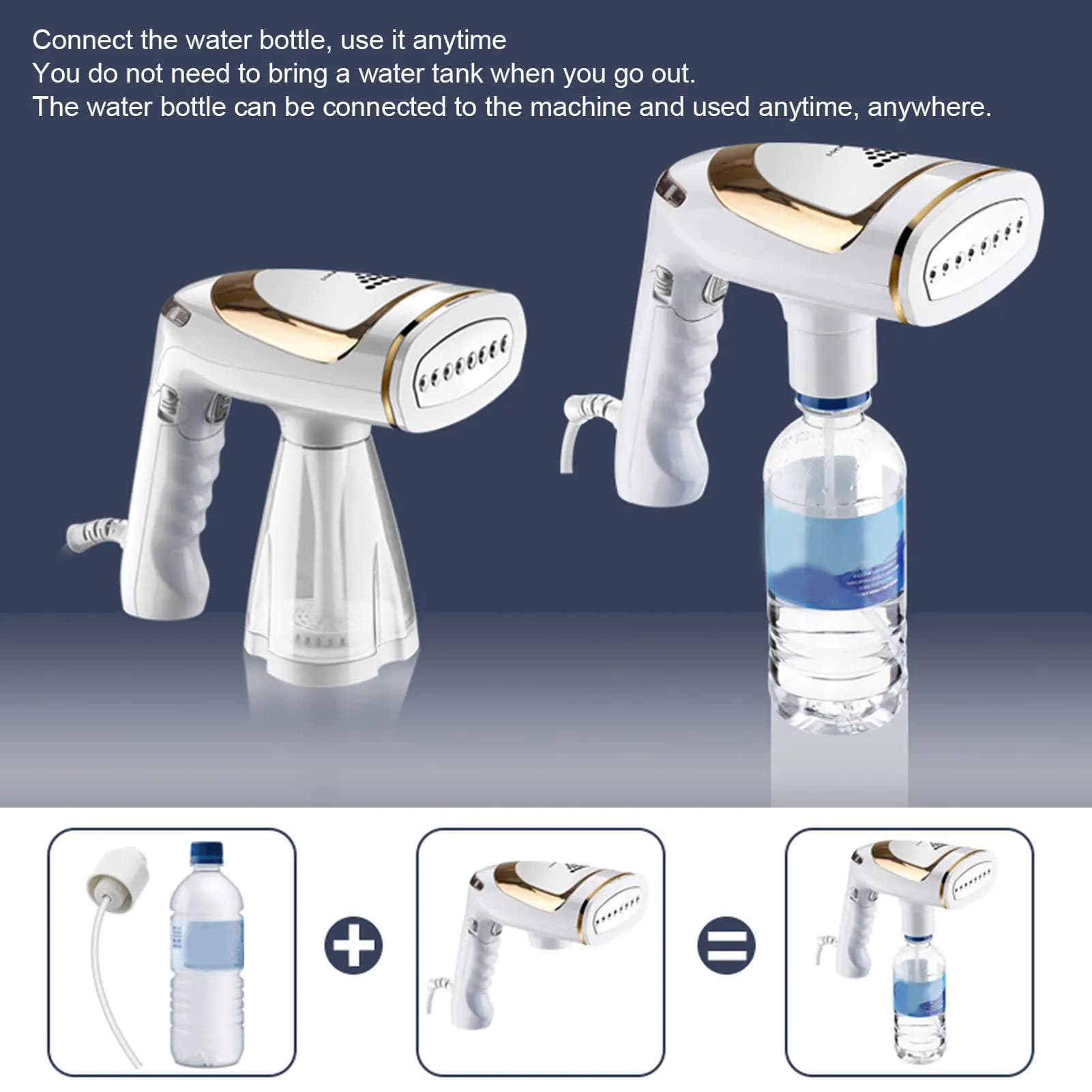 1600W Clothes Steamer Handheld Foldable 250ml Replaceable Water Tank Household Hang Ironing Machine