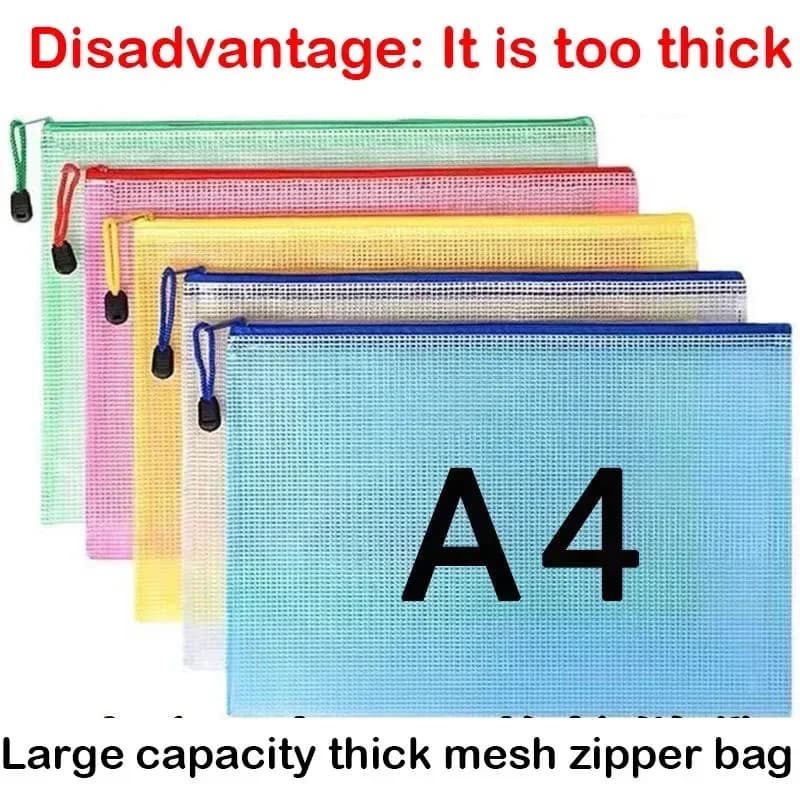 5 pezzi A4 A5 A6 Custodia in rete con cerniera Borsa per documenti Cartelle di file con cerniera impermeabile Forniture per ufficio scolastico Astuccio Borse portaoggetti
