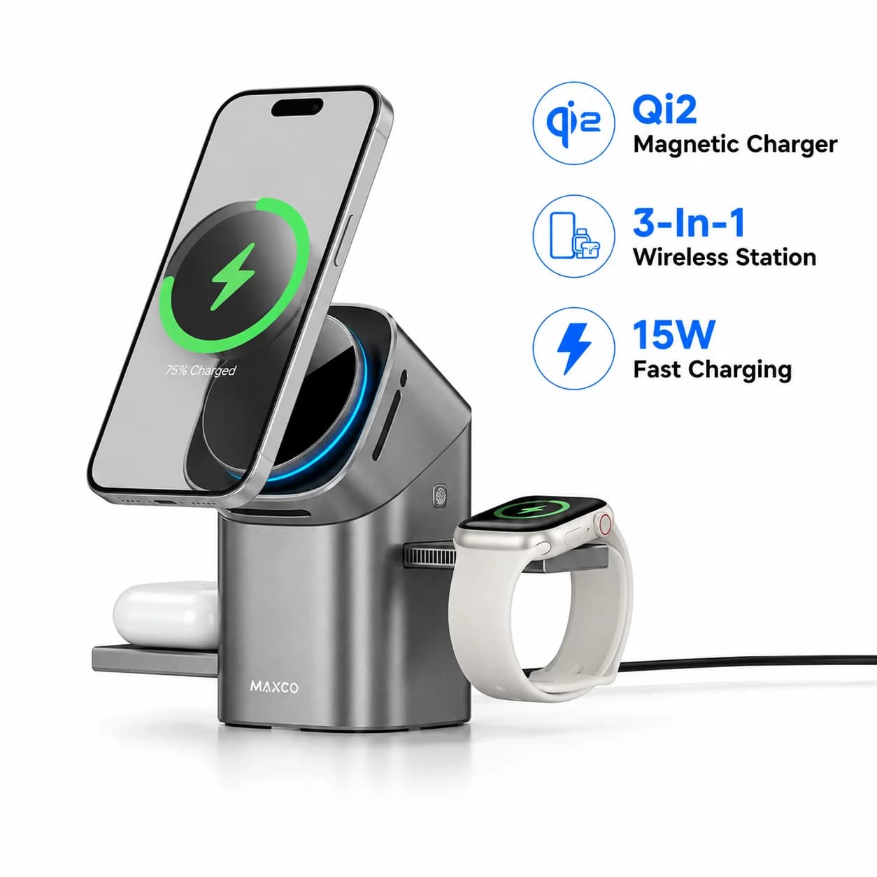 2025 New 3 wireless charger in 1 multifunction magnetic automatic touch for Iphone 16 15 14 13 Pro Max Iwatch Airpods Charger