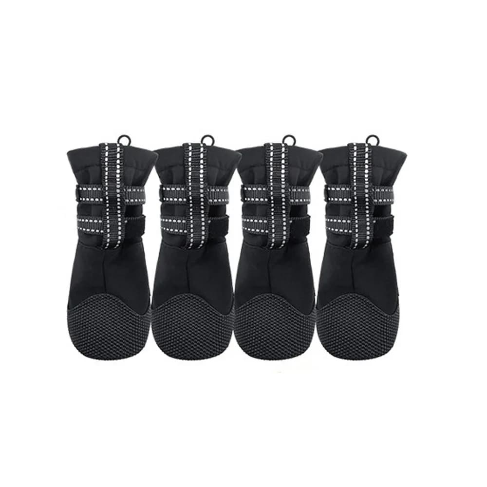 Set di 4 Scarpe Riflettenti Impermeabili per Cani, Stivali Traspiranti a Doppio Strato Antiscivolo, Copriscarpe Regolabili Resistenti all'Usura