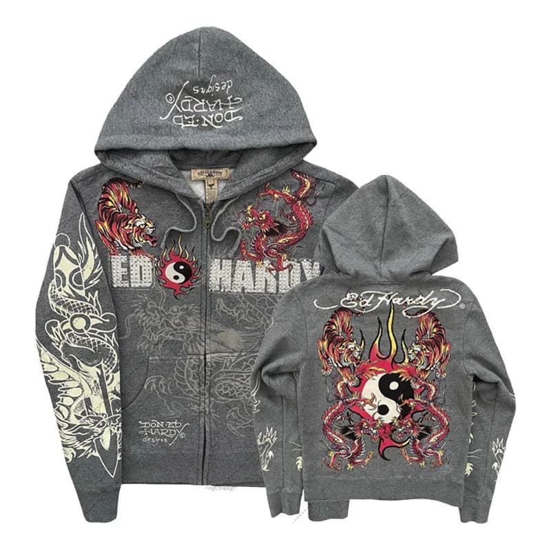 Felpa Oversize con Cappuccio American Gothic Ro Skull Bones Y2K Hip Hop Streetwear Senza Marca Altri Materiali 00%