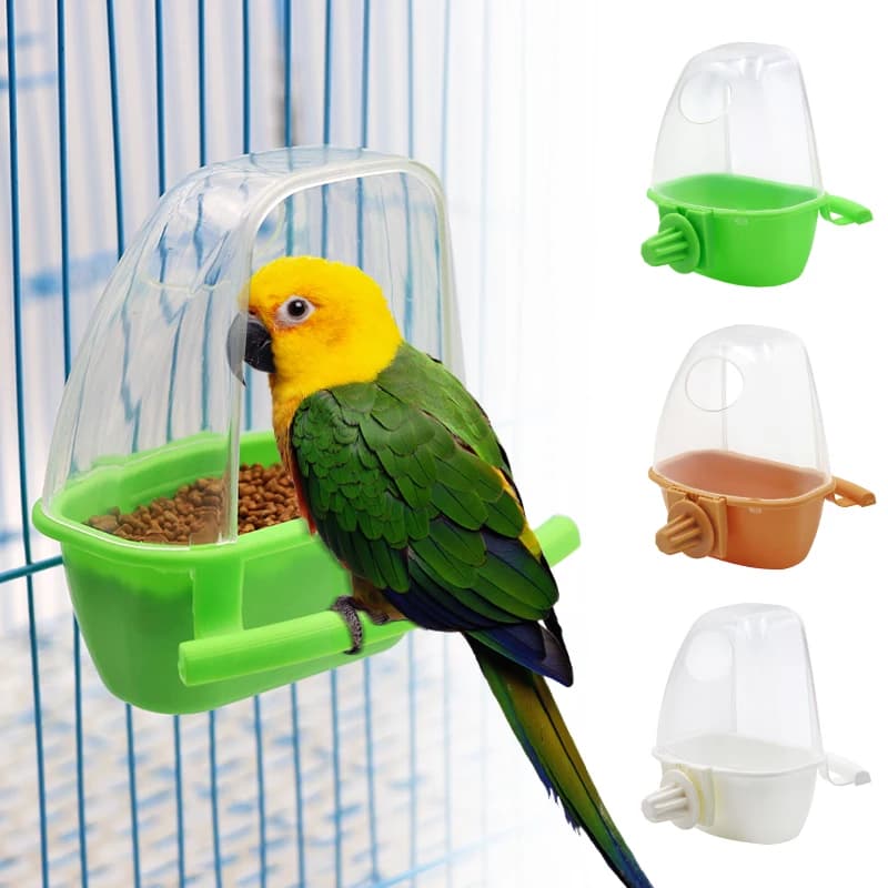 1 pz plastica appesa mangiatoia per uccelli ciotola tazza per pappagalli e altri uccelli gabbia per interni ed esterni contenitore per alimenti accessorio