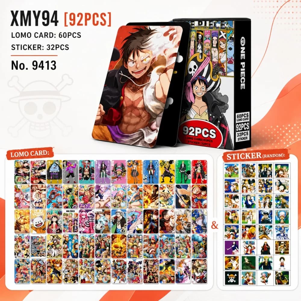 One Piece 92Pcs/Box Luffy Zoro Nami Sanji Chopper Anime Lomo Card Sticker Set for Collection Journal Scrapbook Party Gifts