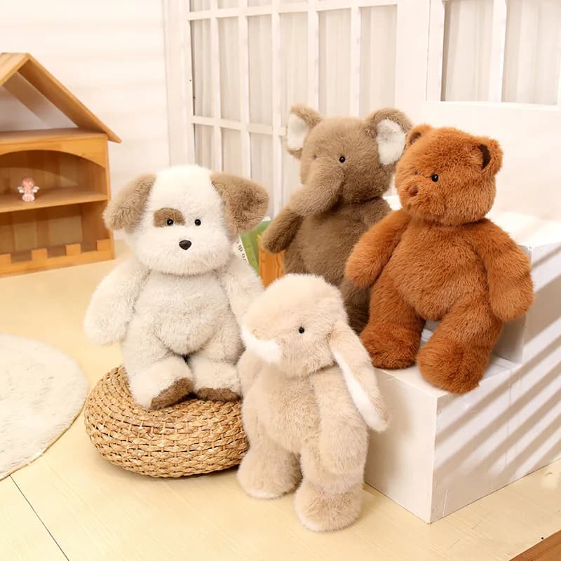 Kawaii Dog Plush Toy Huggable Grey Elephant Rabbit Bear Stuffed Plushie Dolls Soft Cuddle Toys
