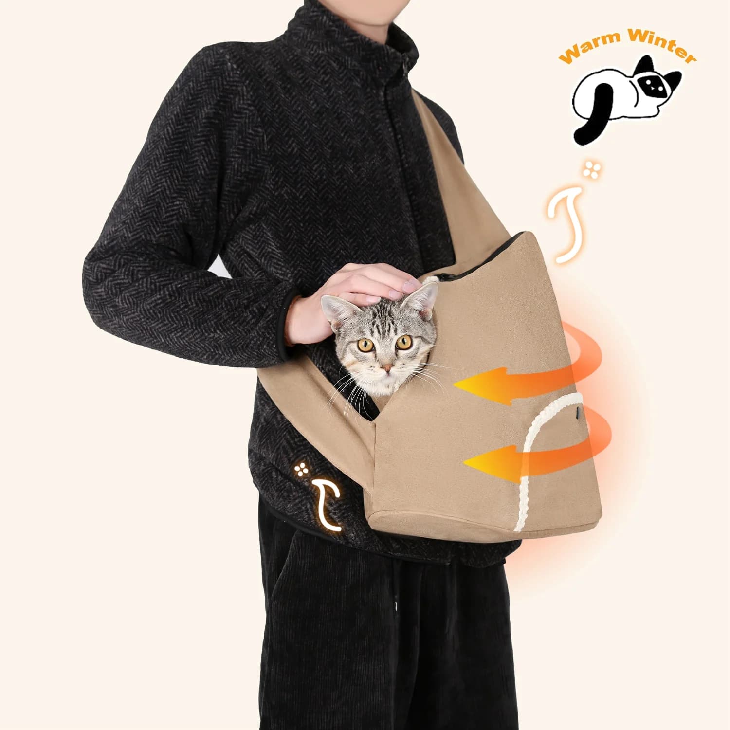 Winter Warm Plush Cat Carrier Bag Portable Pet Travel Handbag for Small Dogs Cats Soft Cozy Carrier with 6kg Load Capacity