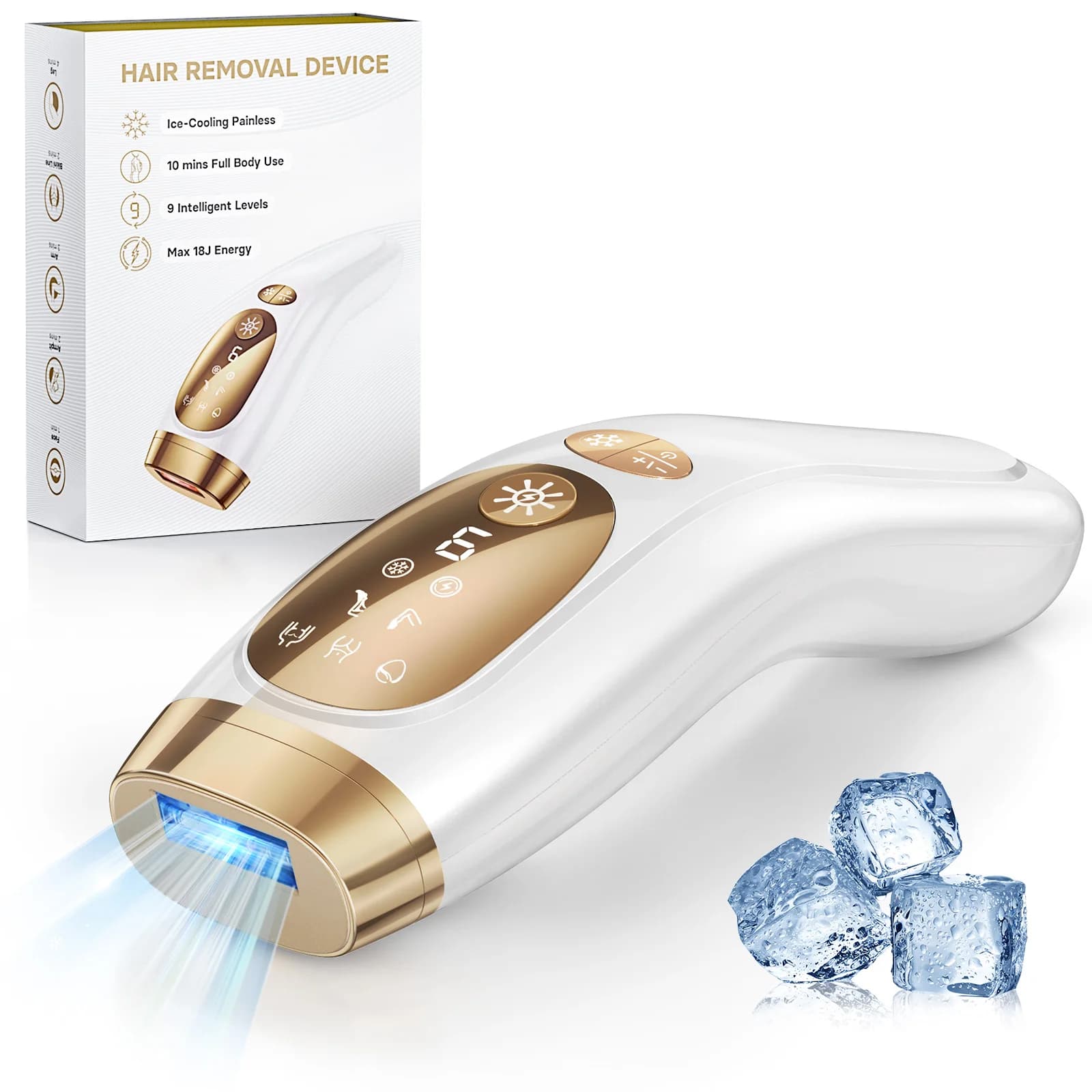 Depilazione laser con funzione di cura del raffreddamento del ghiaccio per donne uomini Epilatore indolore permanente e flash illimitati Epilatore IPL