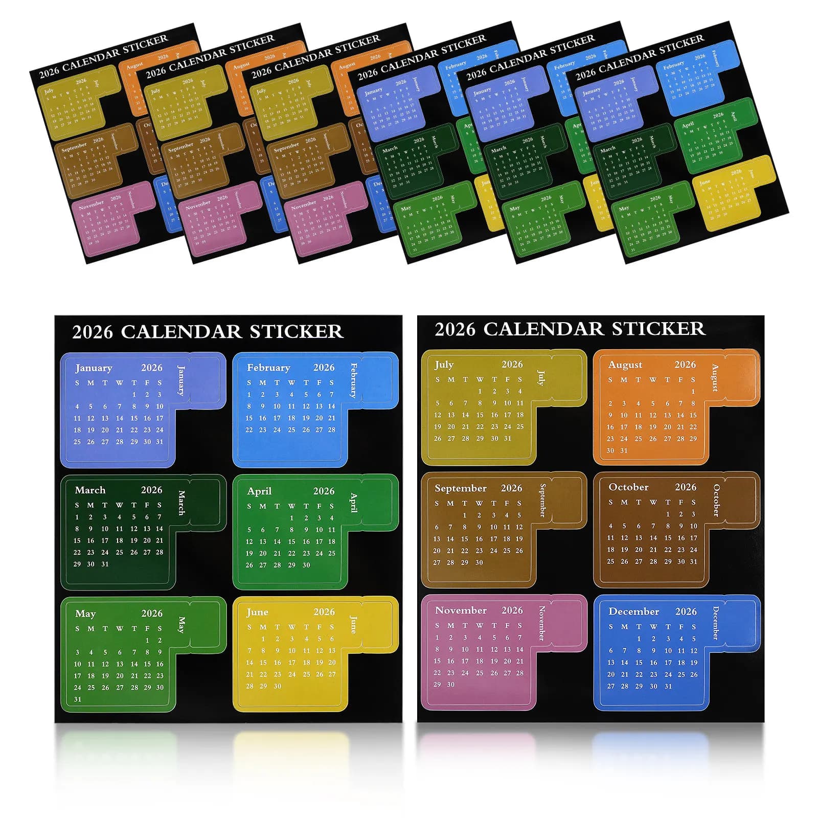 4 Set di Adesivi Calendario Mensile Autoadesivi Colori Vivaci per Planner, Organizer, Diari e Quaderni Fai da Te