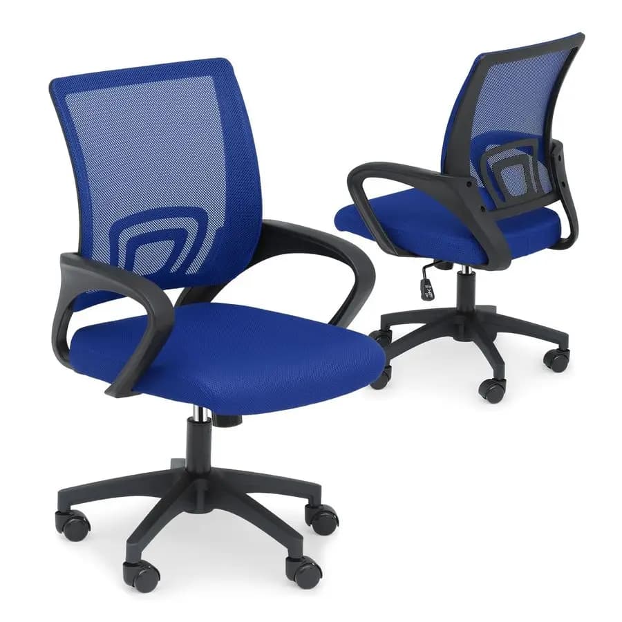 Set di 2 sedie da ufficio per computer, sedia da scrivania ergonomica con ruote, supporto per la schiena in rete e regolabile in altezza, piccola e compatta