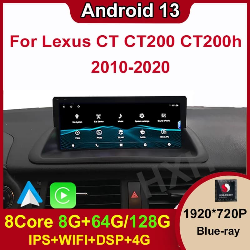 Android 13 Qualcomm 8 + 128G Per Lexus CT CT200 CT200h 2011-2017 Auto Carplay Lettore Dvd Per Auto Navigazione Multimediale Stereo