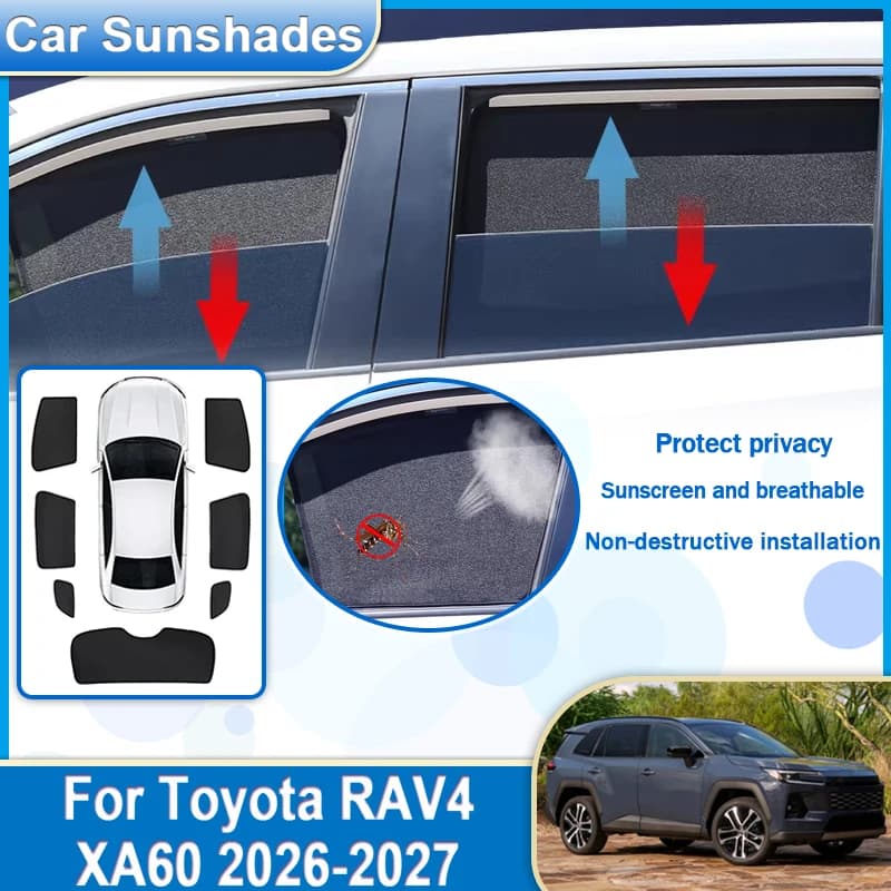 Auto Mesh Sunshade For Toyota RAV4 XA60 Accessories 2026 2027 2028 Sun Visors Car Sunshades Windows Sun Shades Privacy Curtains