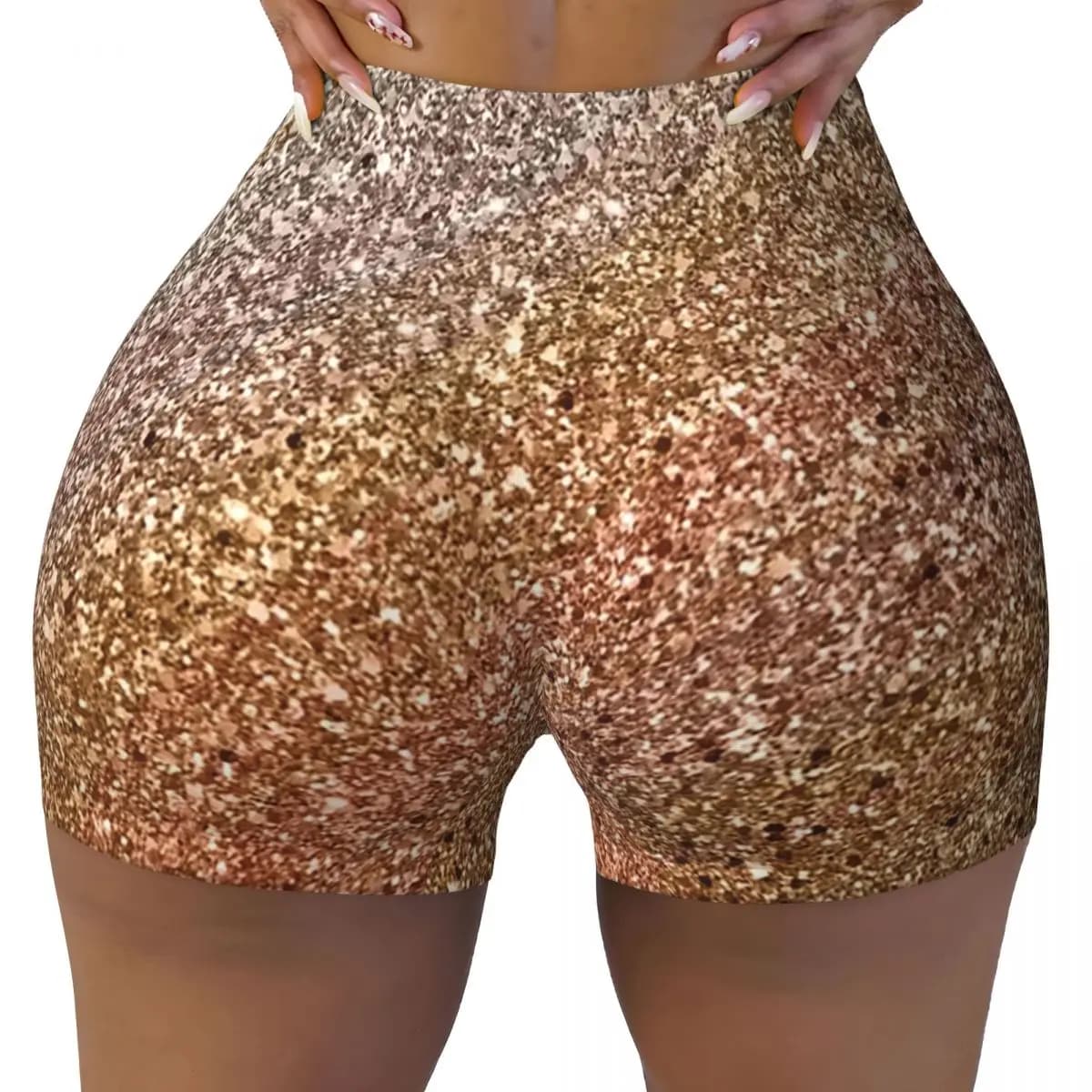 Yoga shorts with seamless pattern with glittering personalized glitter Athletic Volleyball Biker Shorts for women's gym workout