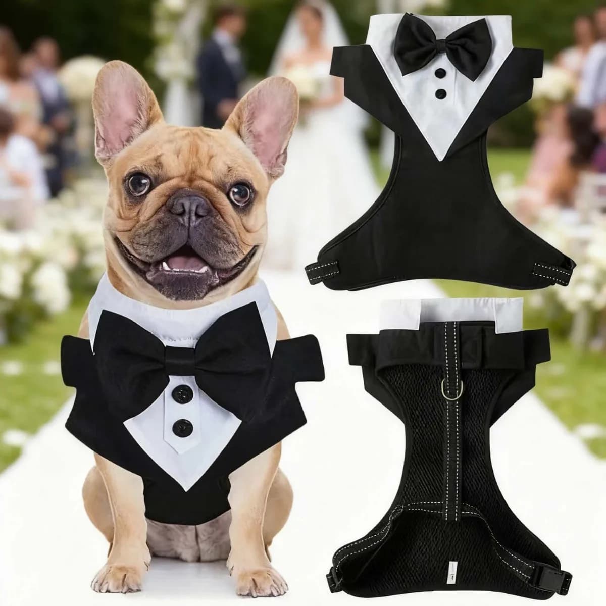 Imbracatura Elegante per Cani con Papillon, Regolabile e Traspirante, per Cani di Piccola e Media Taglia