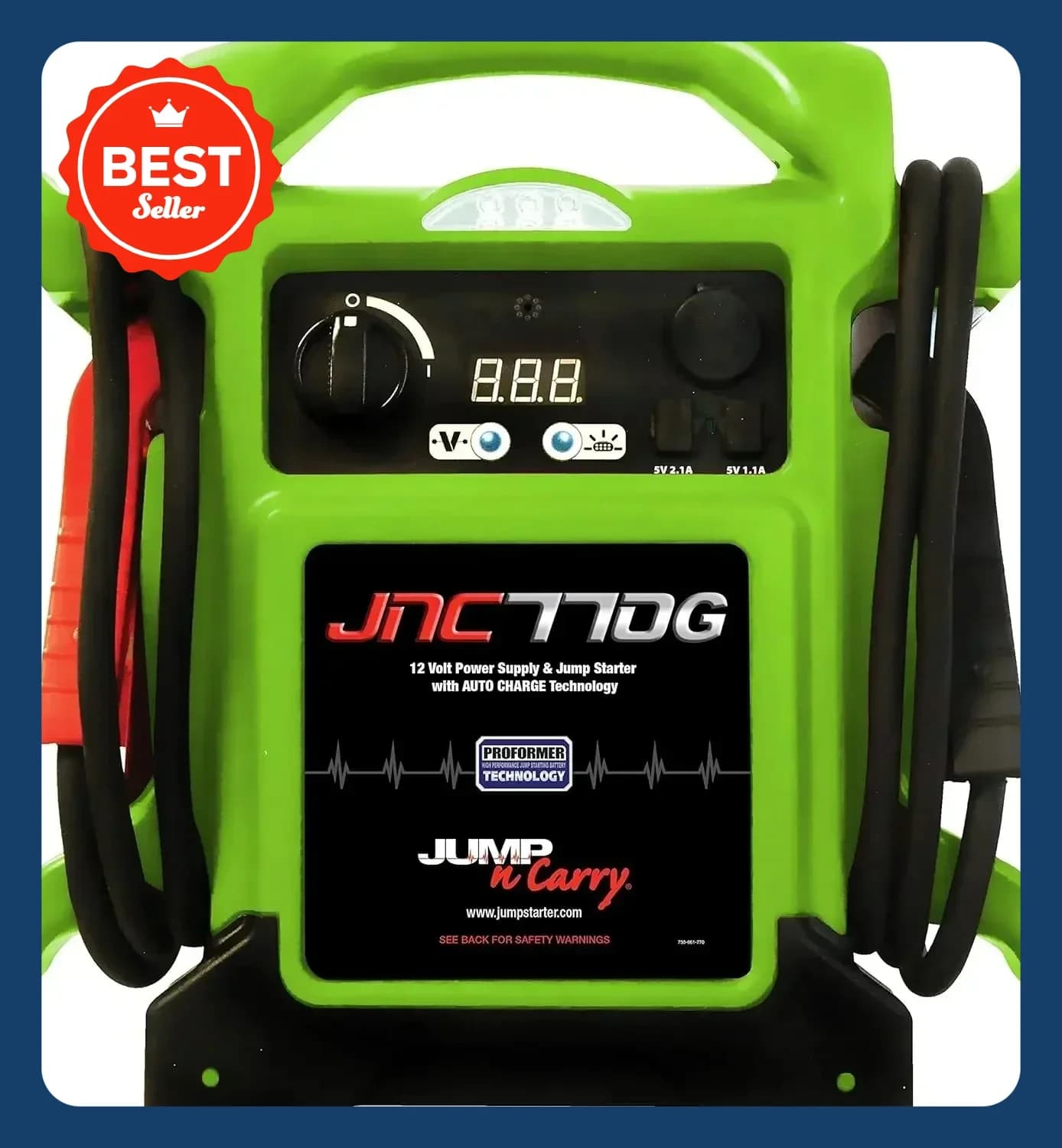 [XMSJ-Stock Limitato, Acquista Ora! JNC770G Avviatore di Emergenza Verde Premium 12V (1700 Amp di Picco)