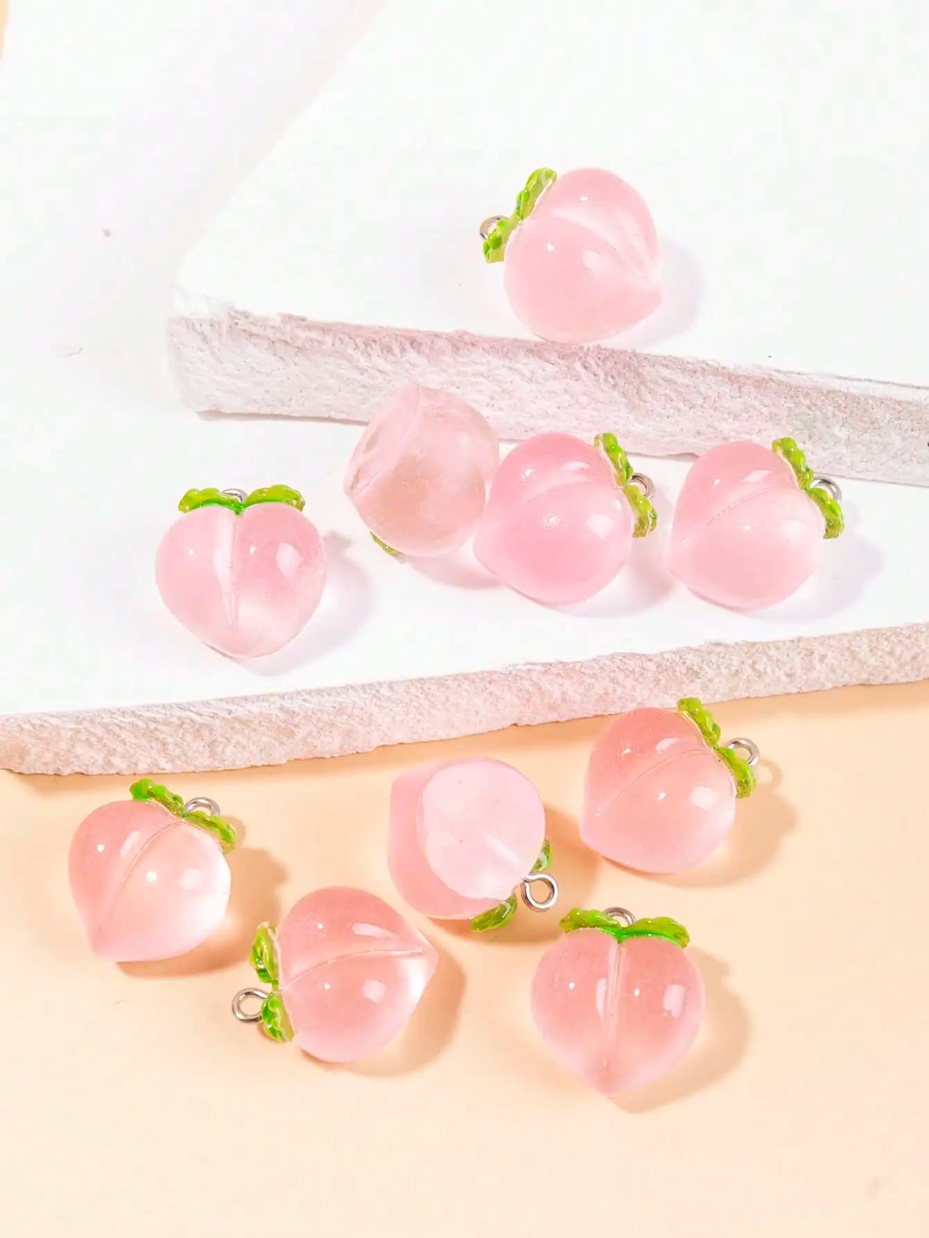 10 Pezzi Ciondoli Trasparenti Rosa a Forma di Pesca per Fai da Te, Orecchini, Collane, Catenine per Maglioni, Elastici per Capelli, Materiali e Accessori per Accessori Capelli