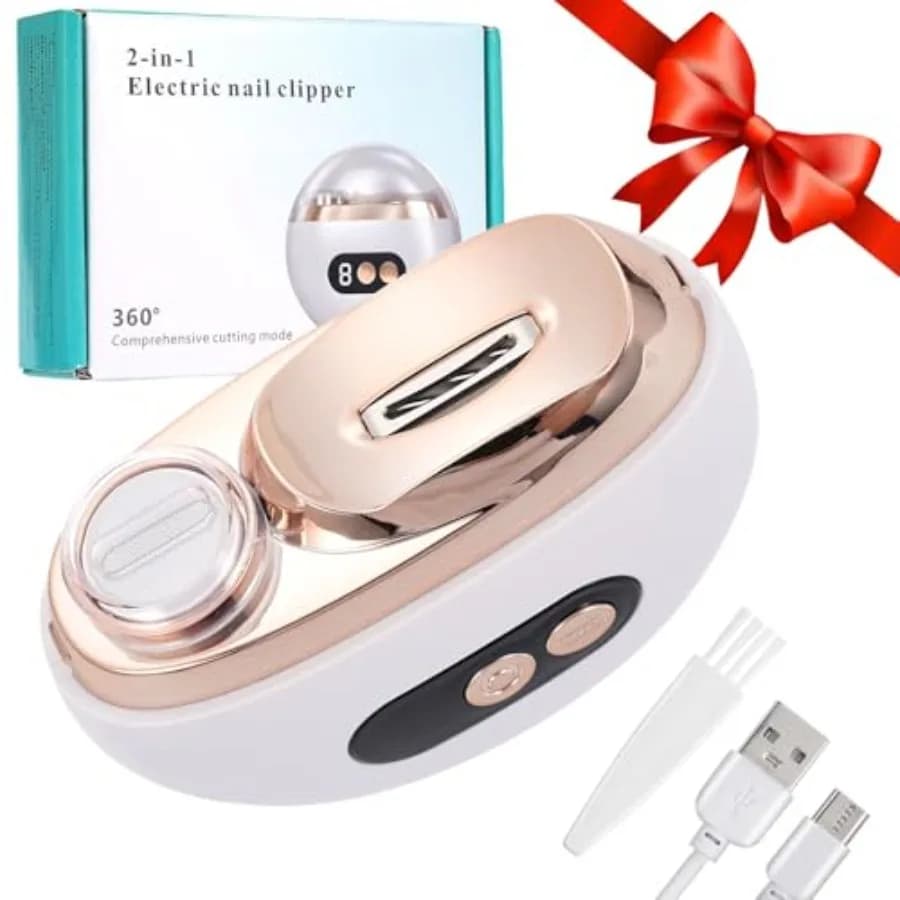 2in1 electric nail cutter and polishing tool with nail chip storage box LED light Rechargeable design via USB for us safe and easy