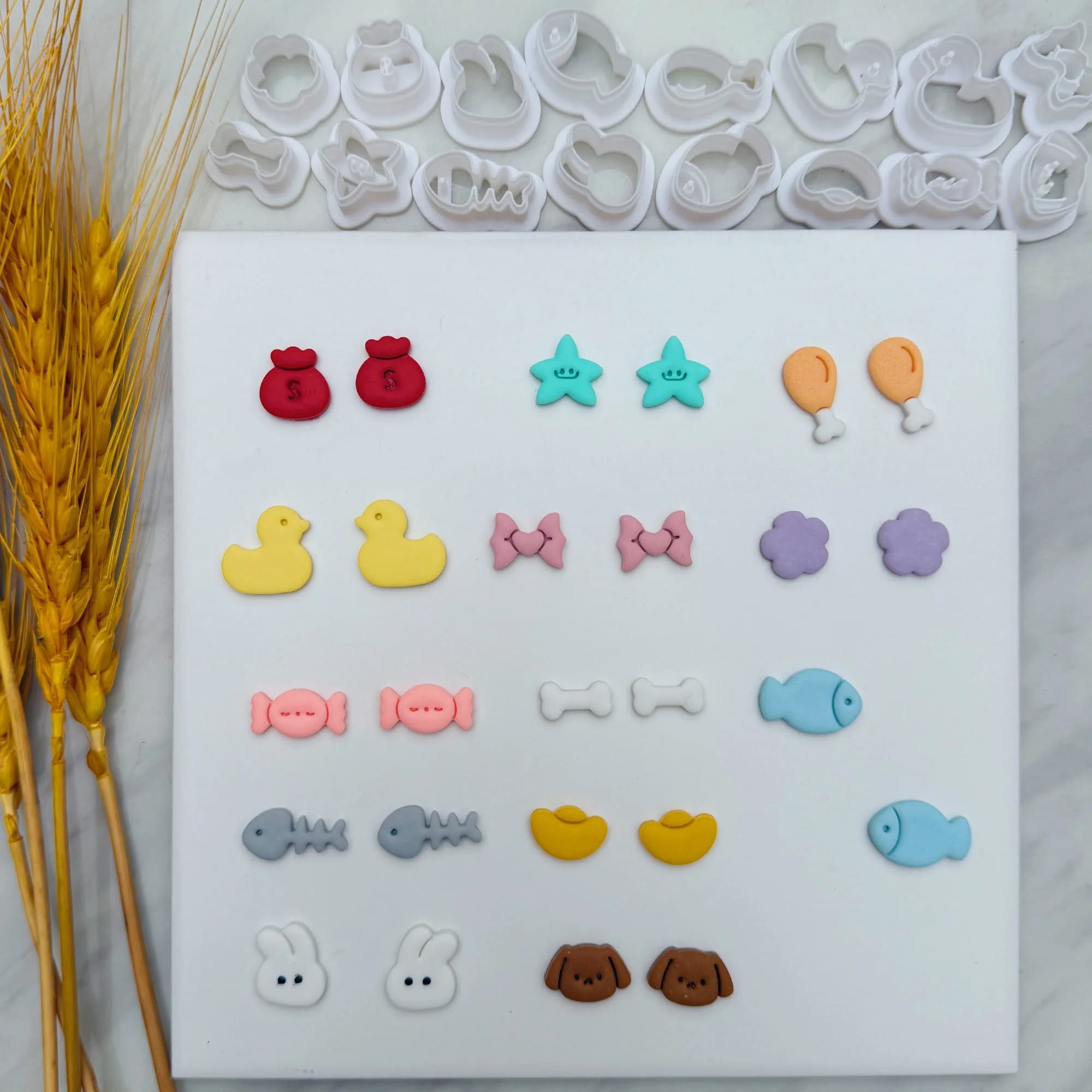 Small Bow Duck Candy Fish Starfish Rabbit Shape Polymer Clay Cutters Earrings Pendant Jewelry Embossing Mold DIY Cutting Molds