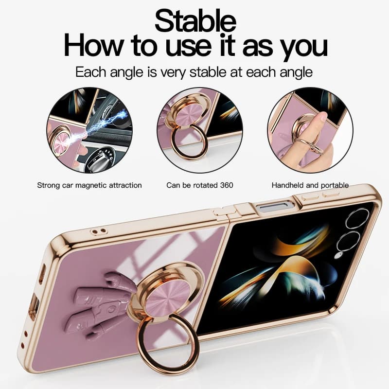 Custodia per telefono in plastica per astronauta 6D galvanica per Samsung Galaxy Z Flip 7 FE 6 5 4 3 Flip7Supporto ad anello magnetico Cover antiurto