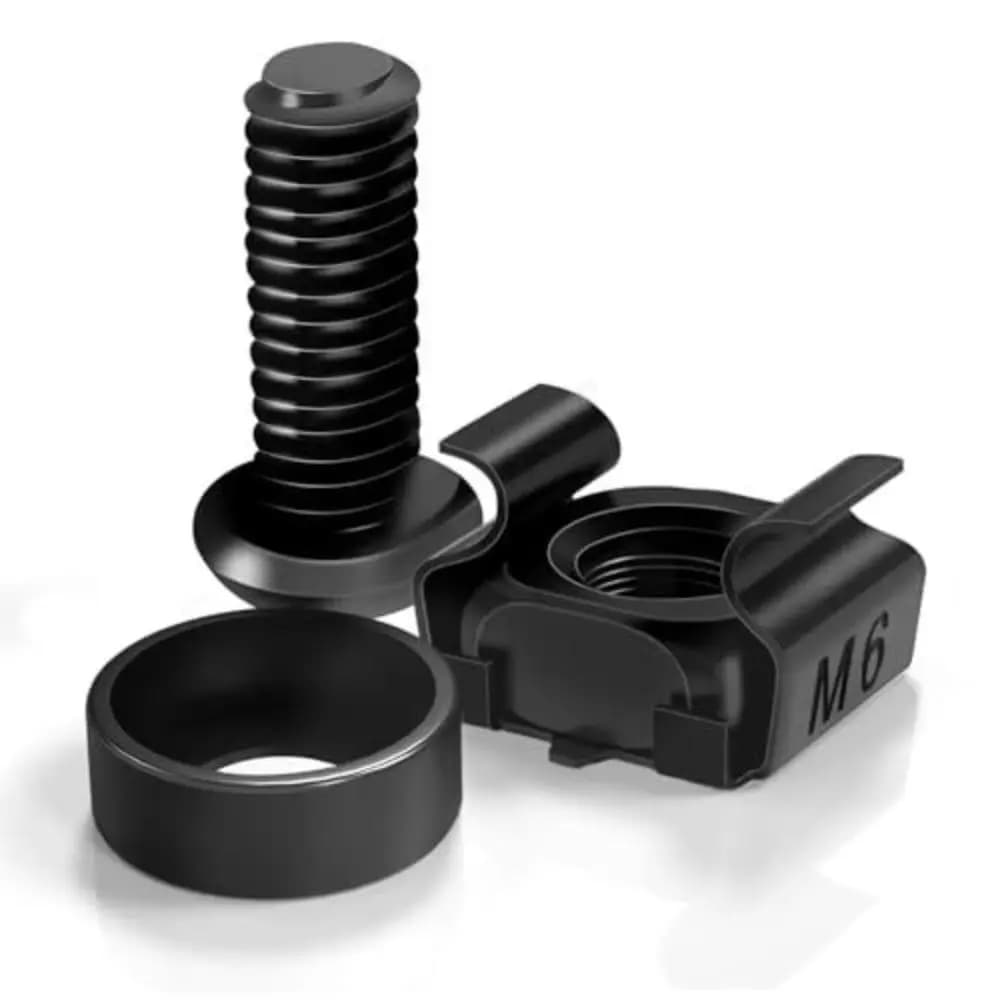 Set di 120 Pezzi M6x16mm: Viti a Gabbia M6, Dadi, Rondelle e Fascette Autobloccanti con Filettatura Metrica - Assortimento di Elementi di Fissaggio
